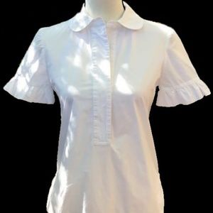 Tory Burch white ruffle top, size 6